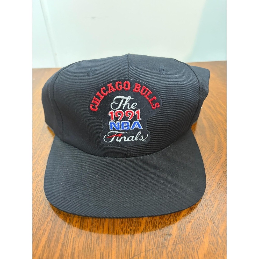 Vintage Chicago Bulls Hat‎ Snap Back One Size Black NBA Twins 1991 Finals 90s